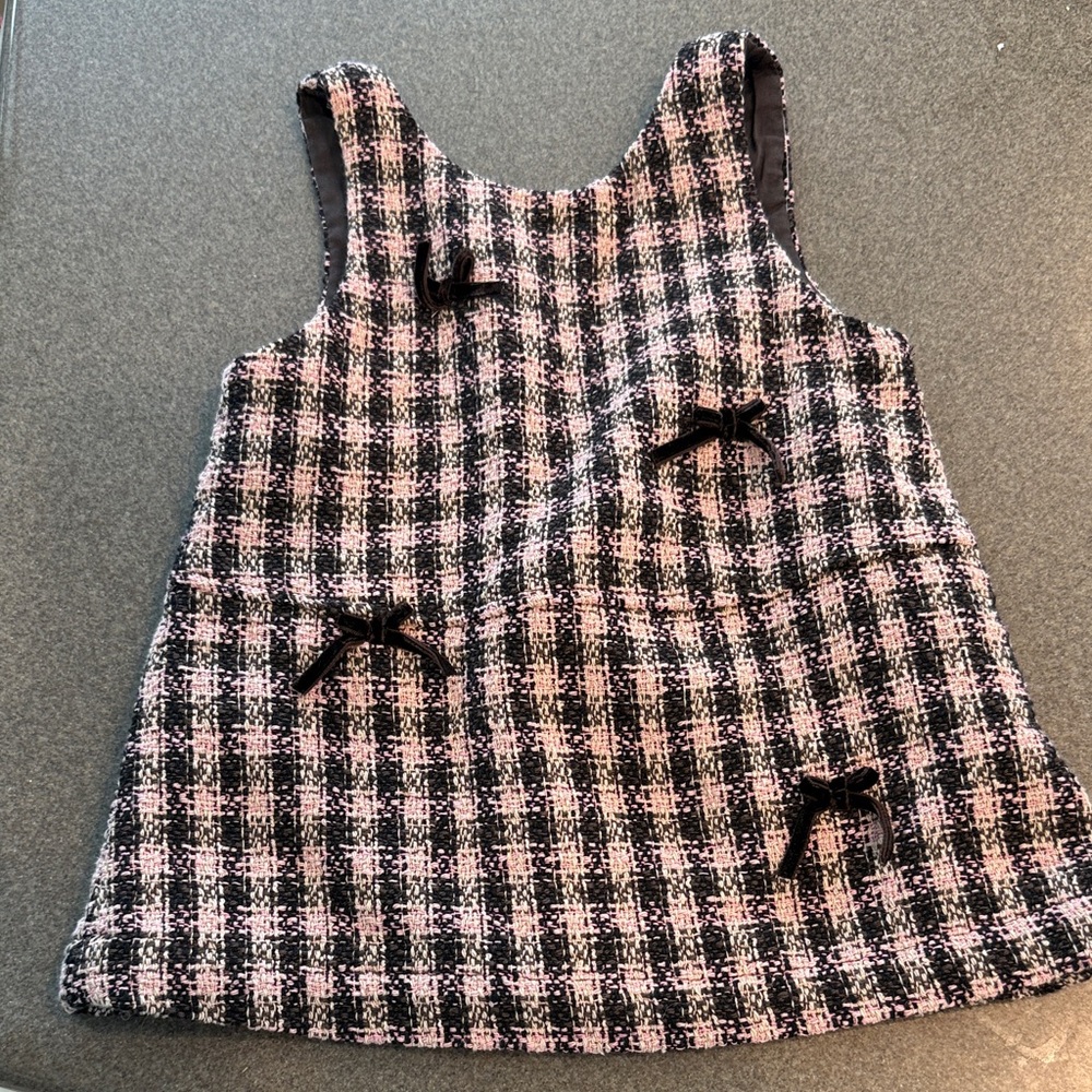 Zara Pink and Brown Tweed Dress with bows